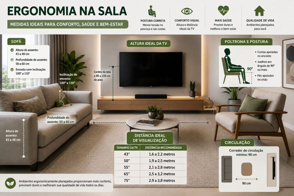 sala com móveis planejados sofá e televisão